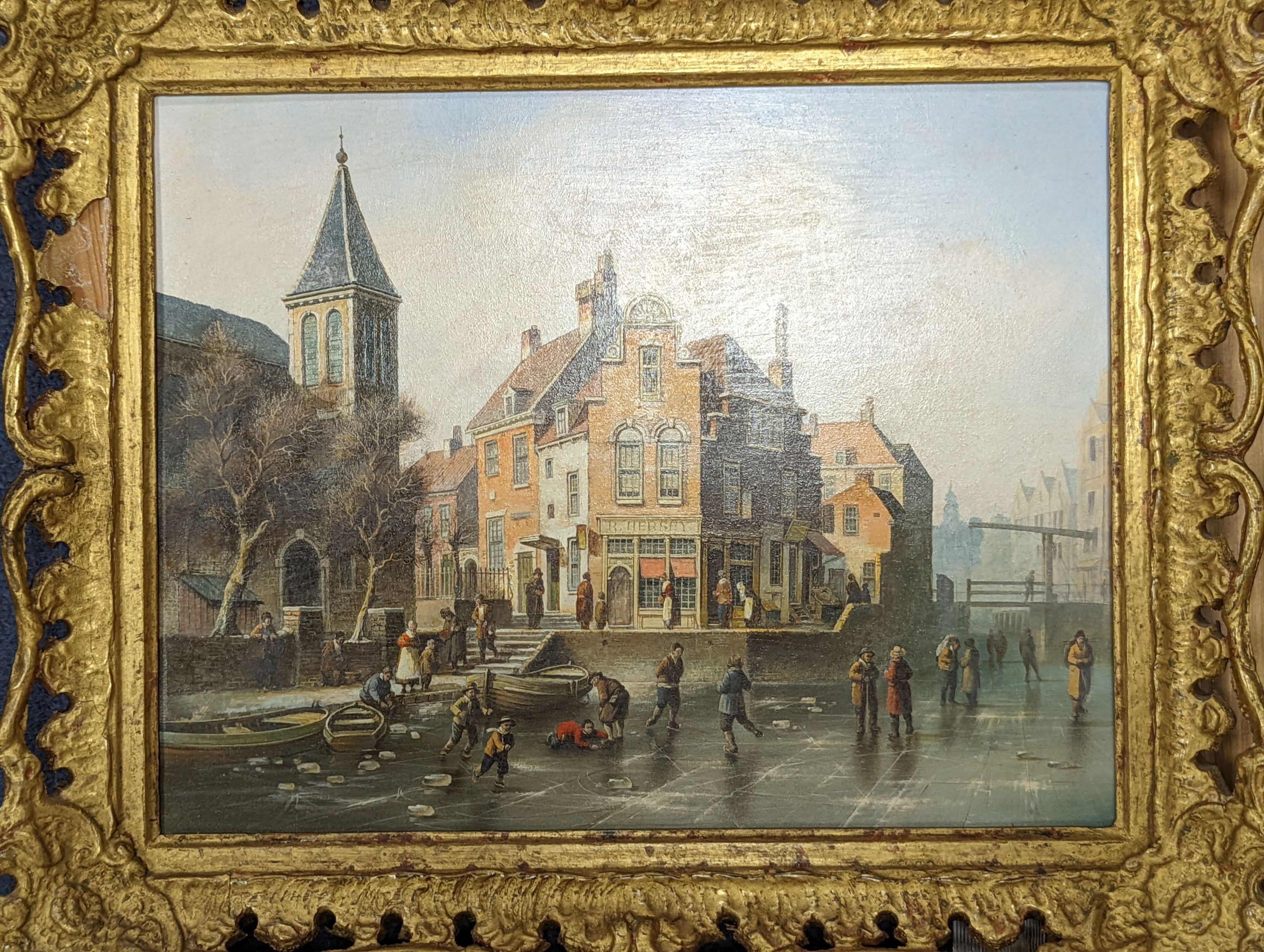 R.Hersey, four oils on wooden panels, 17th century Dutch scenes, signed, 23 x 29cm and 24 x 32cm